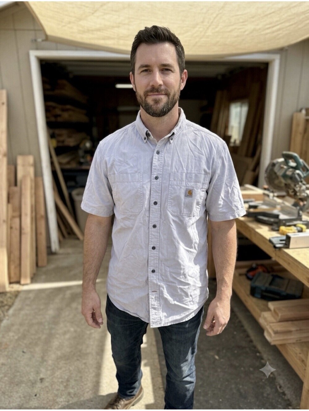 Carhartt Men's Rugged Flex Short Sleeve Button Down Work Shirt Tall Large